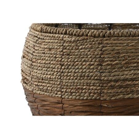 Set di vasi da fiori Home ESPRIT Naturale Metallo Fibra Tropicale 32 x 32 x 23 cm