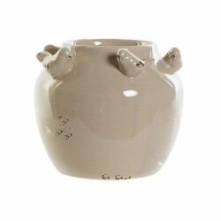Vaso DKD Home Decor Porcellana Grigio Beige Uccelli Shabby Chic (15 x 15 x 13,5 cm) (2 Unità)  