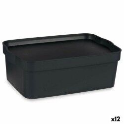 Scatola portaoggetti con coperchio Kipit TP593-1 Antracite Plastica 6 L 21 x 11 x 32 cm (12 Unità)