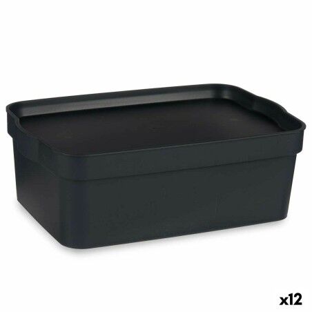Scatola portaoggetti con coperchio Kipit TP593-1 Antracite Plastica 6 L 21 x 11 x 32 cm (12 Unità)