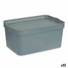 Scatola portaoggetti con coperchio Kipit TP594-2 Grigio Plastica 7,5 L 21 x 14,2 x 32 cm (12 Unità)