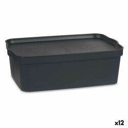 Scatola portaoggetti con coperchio Kipit TP595-1 Antracite Plastica 14 L 29,5 x 14,3 x 45 cm (12 Unità)