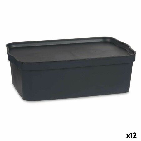 Scatola portaoggetti con coperchio Kipit TP595-1 Antracite Plastica 14 L 29,5 x 14,3 x 45 cm (12 Unità)