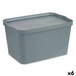 Scatola portaoggetti con coperchio Kipit TP596-2 Grigio Plastica 24 L 29,3 x 24,5 x 45 cm (6 Unità)
