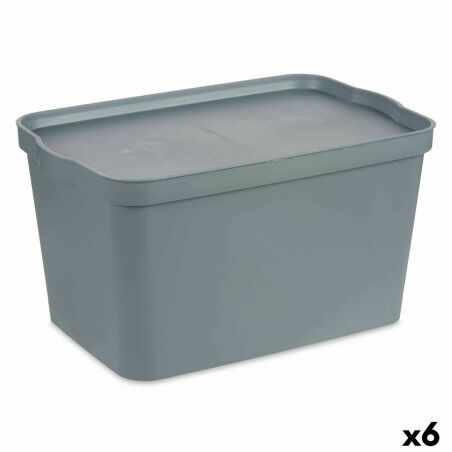 Scatola portaoggetti con coperchio Kipit TP596-2 Grigio Plastica 24 L 29,3 x 24,5 x 45 cm (6 Unità)