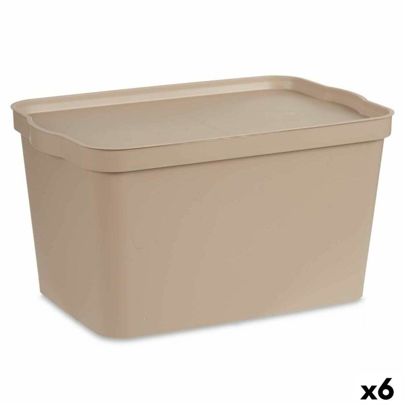 Scatola portaoggetti con coperchio Kipit TP596-3 TP596-3 Beige Plastica 24 L (6 Unità)