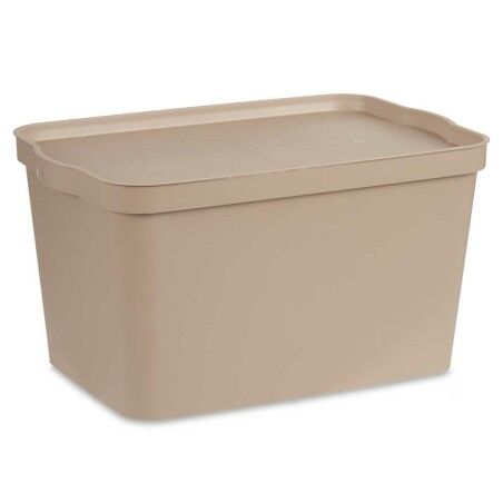 Scatola portaoggetti con coperchio Kipit TP596-3 Beige Plastica 24 L 29,3 x 24,5 x 45 cm (6 Unità)