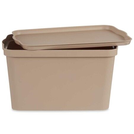Scatola portaoggetti con coperchio Kipit TP596-3 Beige Plastica 24 L 29,3 x 24,5 x 45 cm (6 Unità)