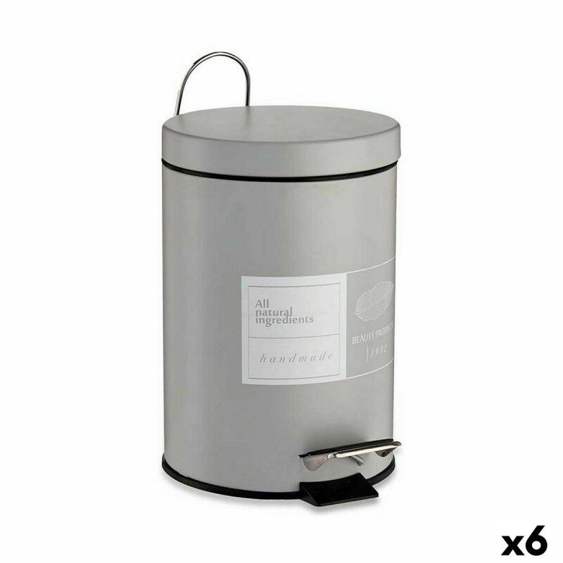 Cestino a pedale Berilo Beauty Products Bianco Grigio Acciaio Plastica 3 L (6 Unità) Cestino a pedale Berilo Beauty Products Bianco Grigio Acciaio Plastica 3 L (6 Unità)