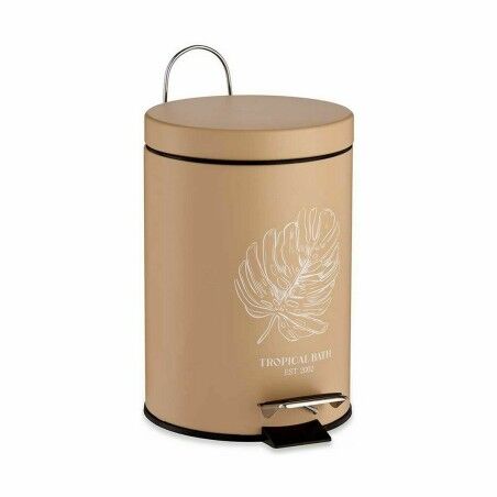 Cestino a pedale Berilo Tropical Bath Bianco Beige Acciaio Plastica 3 L (6 Unità)