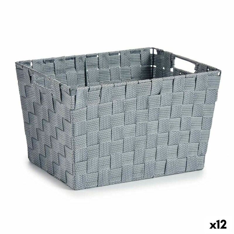 Cesto per i Panni Kipit A3-6875 A3-6875 Grigio Stoffa Intrecciato 10 L 25 x 20,5 x 35 cm (12 Unità)