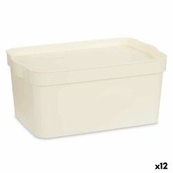 Scatola portaoggetti con coperchio Kipit TP594-4 Crema Plastica 7,5 L 21,5 x 14,5 x 32 cm (12 Unità)