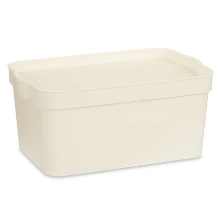 Scatola portaoggetti con coperchio Kipit TP594-4 Crema Plastica 7,5 L 21,5 x 14,5 x 32 cm (12 Unità)