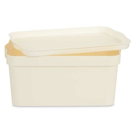 Scatola portaoggetti con coperchio Kipit TP594-4 Crema Plastica 7,5 L 21,5 x 14,5 x 32 cm (12 Unità)