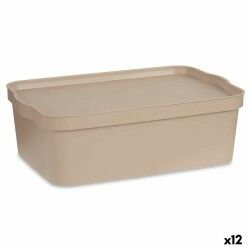 Scatola portaoggetti con coperchio Kipit TP595-3 Beige Plastica 14 L 29,5 x 14,5 x 45 cm (12 Unità)