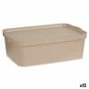 Scatola portaoggetti con coperchio Kipit TP595-3 Beige Plastica 14 L 29,5 x 14,5 x 45 cm (12 Unità)
