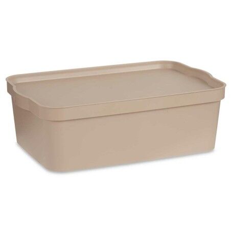 Scatola portaoggetti con coperchio Kipit TP595-3 Beige Plastica 14 L 29,5 x 14,5 x 45 cm (12 Unità)