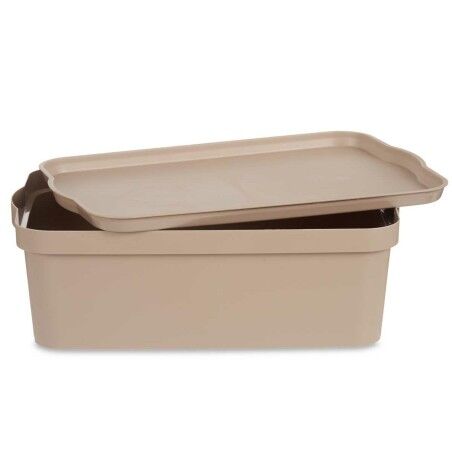 Scatola portaoggetti con coperchio Kipit TP595-3 Beige Plastica 14 L 29,5 x 14,5 x 45 cm (12 Unità)