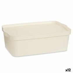 Scatola portaoggetti con coperchio Kipit TP595-4 Crema Plastica 14 L 29,5 x 14,3 x 45 cm (12 Unità)