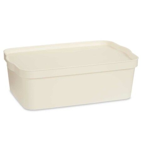 Scatola portaoggetti con coperchio Kipit TP595-4 Crema Plastica 14 L 29,5 x 14,3 x 45 cm (12 Unità)