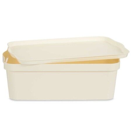Scatola portaoggetti con coperchio Kipit TP595-4 Crema Plastica 14 L 29,5 x 14,3 x 45 cm (12 Unità)