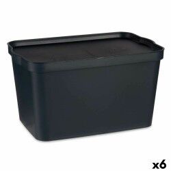 Scatola portaoggetti con coperchio Kipit TP596-1 Antracite Plastica 24 L 29,3 x 24,5 x 45 cm (6 Unità)