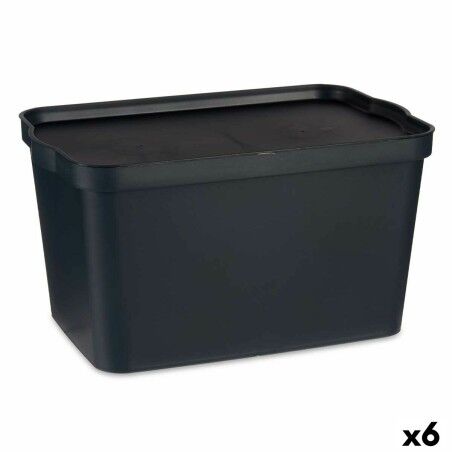 Scatola portaoggetti con coperchio Kipit TP596-1 Antracite Plastica 24 L 29,3 x 24,5 x 45 cm (6 Unità)