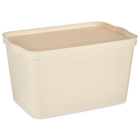 Scatola portaoggetti con coperchio Kipit TP596-3 Crema Plastica 24 L 29,3 x 24,5 x 45 cm (6 Unità)