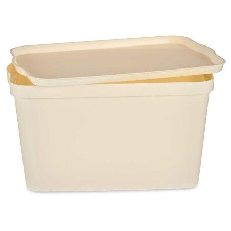 Scatola portaoggetti con coperchio Kipit TP596-3 Crema Plastica 24 L 29,3 x 24,5 x 45 cm (6 Unità)