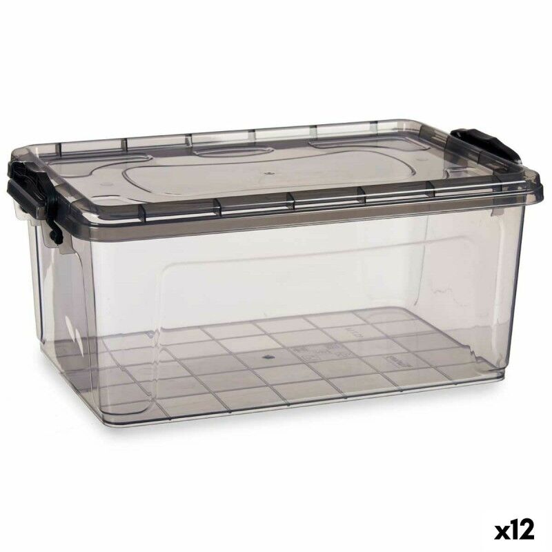 Scatola portaoggetti con coperchio Kipit TP546-2 TP546-2 Antracite Plastica 13,7 L (12 Unità)