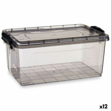 Scatola portaoggetti con coperchio Kipit TP546-2 Antracite Plastica (12 Unità)