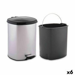 Cestino a pedale Berilo D004-1 Argentato Plastica 6 L (6 Unità)