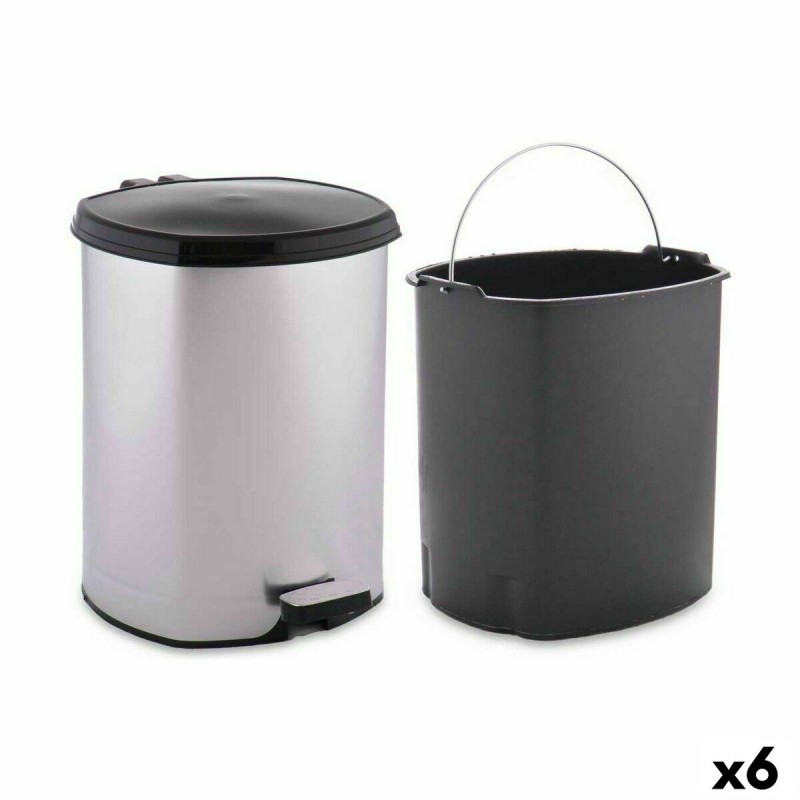 Cestino a pedale Berilo D004-1 Argentato Plastica 6 L (6 Unità) Cestino a pedale Berilo D004-1 Argentato Plastica 6 L (6 Unità)