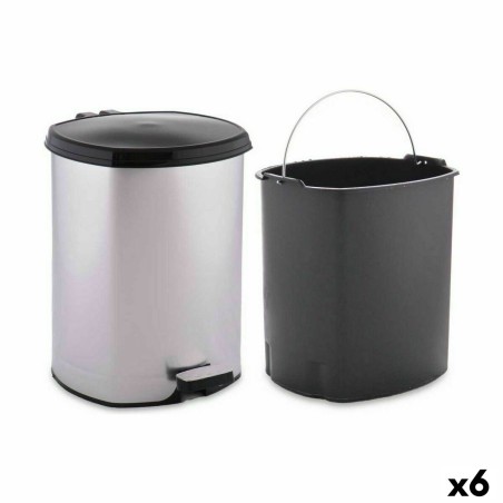 Cestino a pedale Berilo D004-1 Argentato Plastica 6 L (6 Unità)