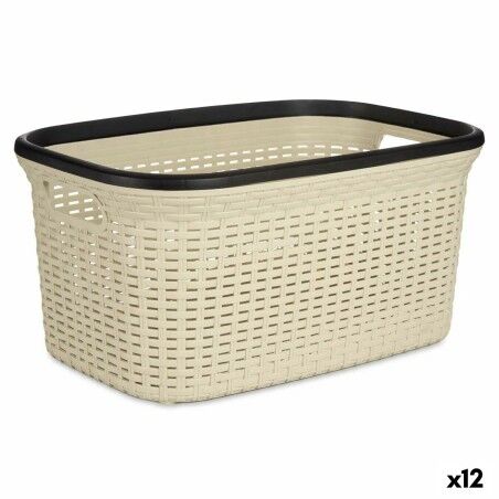 Cesto per i Panni Kipit TP7001-1 Crema Plastica 36 L 36 x 25,5 x 52,5 cm (12 Unità)