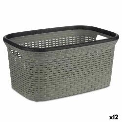 Cesto per i Panni Kipit TP7001-2 Grigio Plastica 36 L 36 x 25,5 x 53 cm (12 Unità)
