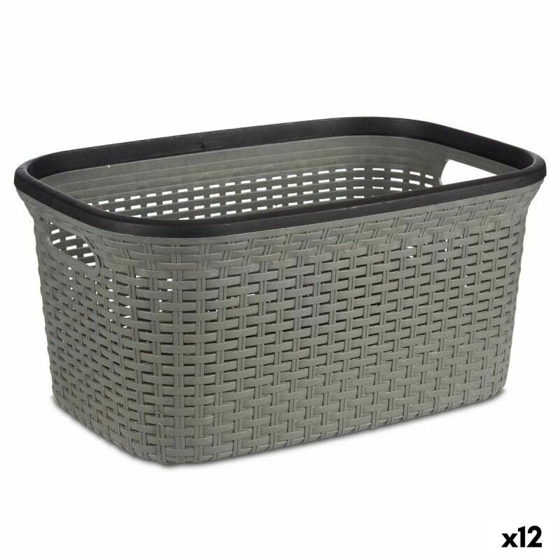 Cesto per i Panni Kipit TP7001-2 TP7001-2 Nero Grigio Plastica 36 L 36 x 25,5 x 53 cm (12 Unità)