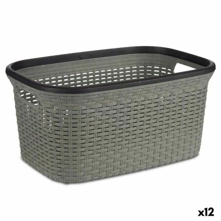 Cesto per i Panni Kipit TP7001-2 Grigio Plastica 36 L 36 x 25,5 x 53 cm (12 Unità)