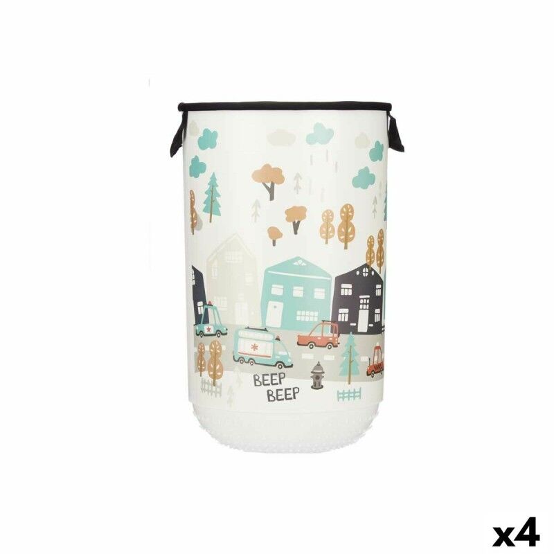 Cesto per i Panni Kipit QOJA KESE-4 QOJA KESE-4 Stoffa Plastica Per bambini Autostrada 40 L 34 x 52,3 x 34 cm (4 Unità)
