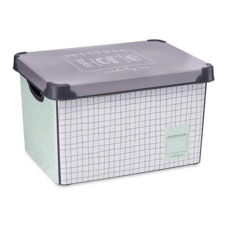 Scatola portaoggetti con coperchio Kipit Home Grigio Plastica Con griglia 22 L 29 x 23,5 x 39 cm (12 Unità)
