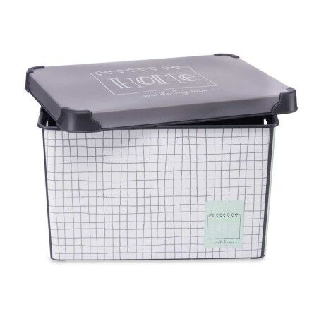 Scatola portaoggetti con coperchio Kipit Home Grigio Plastica Con griglia 22 L 29 x 23,5 x 39 cm (12 Unità)