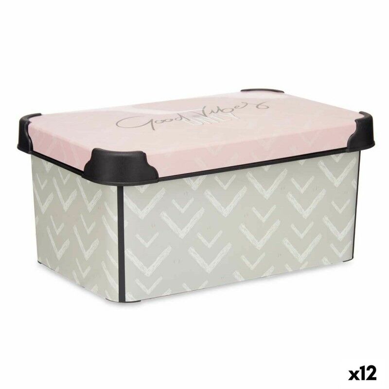 Scatola portaoggetti con coperchio Kipit STYLE BOX-5L-1 Vibes Rosa Plastica Stampa Frecce 5 L (12 Unità)