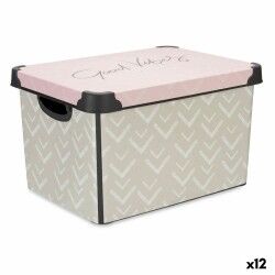 Scatola portaoggetti con coperchio Kipit Vibes Rosa Plastica Frecce 17 L 28 x 22 x 37 cm (12 Unità)