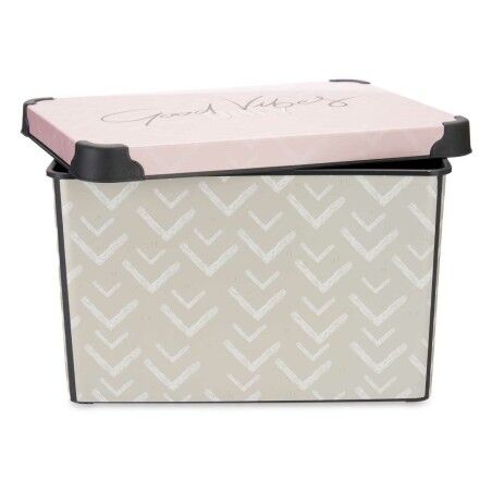Scatola portaoggetti con coperchio Kipit Vibes Rosa Plastica Frecce 17 L 28 x 22 x 37 cm (12 Unità)
