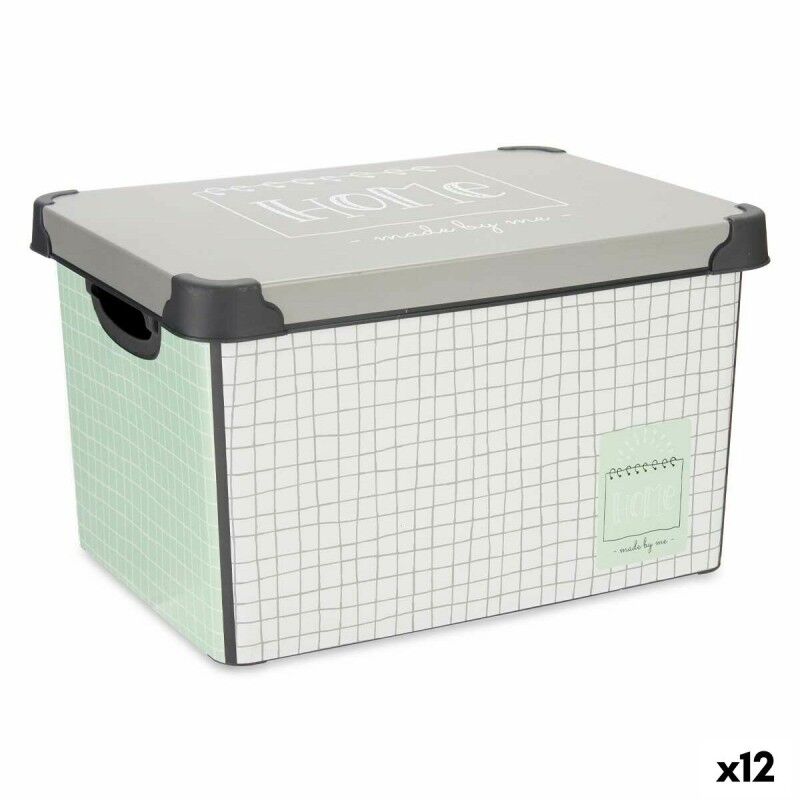 Scatola portaoggetti con coperchio Kipit Home Grigio Plastica Con griglia 17 L 28 x 22 x 37 cm (12 Unità) Scatola portaoggetti con coperchio Kipit Home Grigio Plastica Con griglia 17 L 28 x 22 x 37 cm (12 Unità)