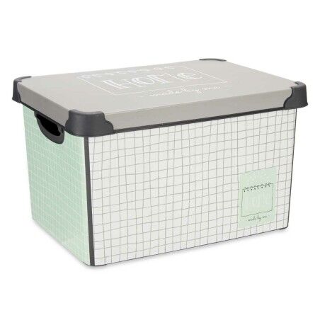 Scatola portaoggetti con coperchio Kipit Home Grigio Plastica Con griglia 17 L 28 x 22 x 37 cm (12 Unità)