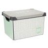 Scatola portaoggetti con coperchio Kipit Home Grigio Plastica Con griglia 17 L 28 x 22 x 37 cm (12 Unità)