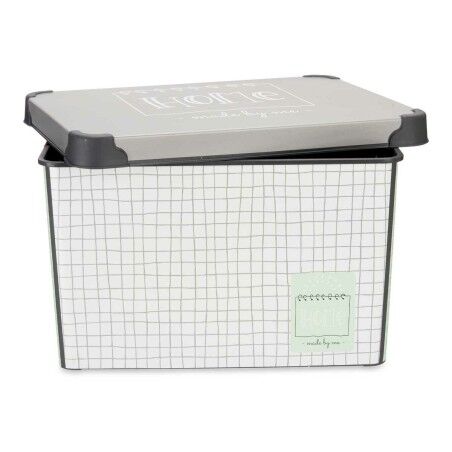 Scatola portaoggetti con coperchio Kipit Home Grigio Plastica Con griglia 17 L 28 x 22 x 37 cm (12 Unità)