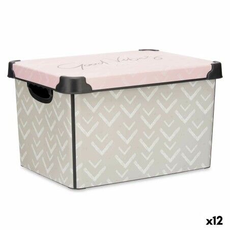 Scatola portaoggetti con coperchio Kipit Vibes Rosa Plastica Frecce 22 L 30 x 23,5 x 40 cm (12 Unità)