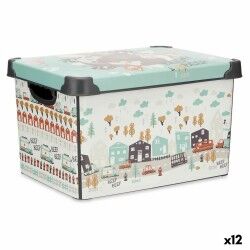 Scatola portaoggetti con coperchio Kipit STYLE BOX-22L-6 Plastica Autostrada 22 L 29,5 x 23,5 x 39,5 cm Per bambini (12 Unità)